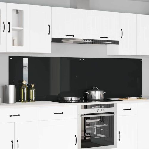 Кухненски гръб 2 pcs Черно 110 x 60 cm закалено стъкло