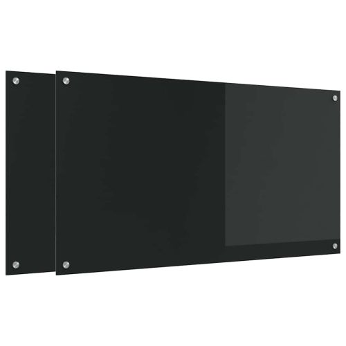 Кухненски гръб 2 pcs Черно 110 x 60 cm закалено стъкло