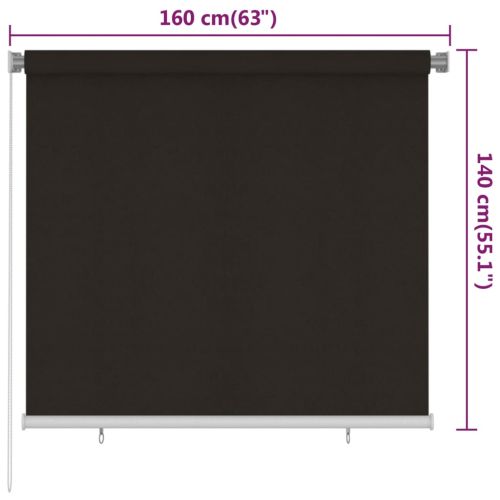 Външна ролетна щора, 165(Ш)x140(В) см, кафява, HDPE