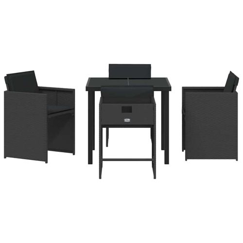 Комплект за хранене в градината 5 pcs Черно полиратан