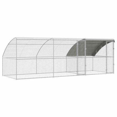 Клетка за пилета 3 pcs Сребрист 600 x 200 x 200 см Стомана и PE