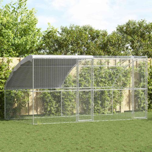 Клетка за пилета 2 pcs Сребрист 400 x 200 x 200 см Стомана и PE