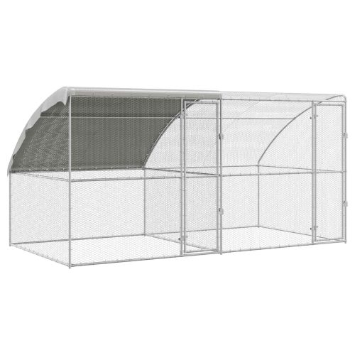 Клетка за пилета 2 pcs Сребрист 400 x 200 x 200 см Стомана и PE