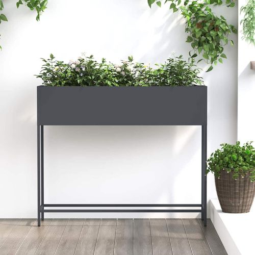 Повдигната градинска саксия Антрацит 100 x 26 x 82 см Стомана