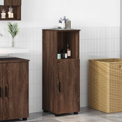 Шкаф за баня Кафяв дъб 30 x 35 x 95 см Инженерно дърво & Метал