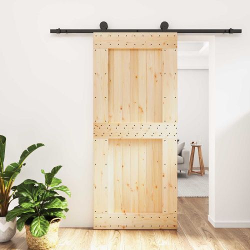 Преплъзваща се врата Естествено и черно 90 x 210 cm