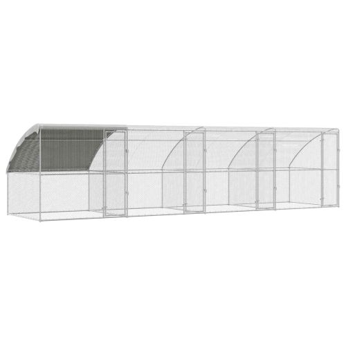 Клетка за пилета 4 pcs Сребрист 800 x 200 x 200 см Стомана и PE