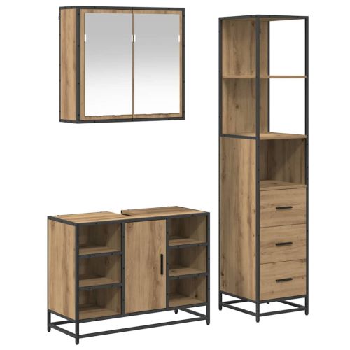 Комплект мебели за баня с чекмедже 3 pcs Дъб Инженерно дърво