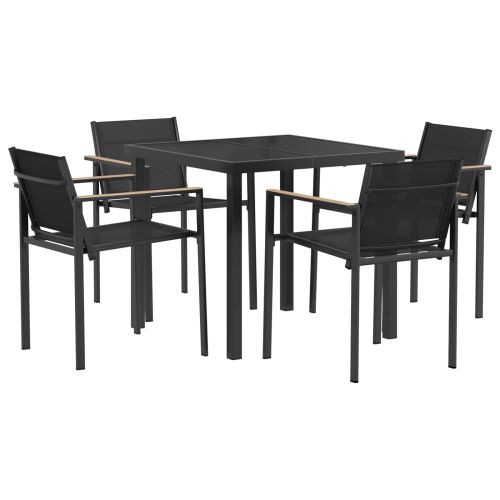 Комплект за външни мебели 5 pcs Черно и антрацит Textilene
