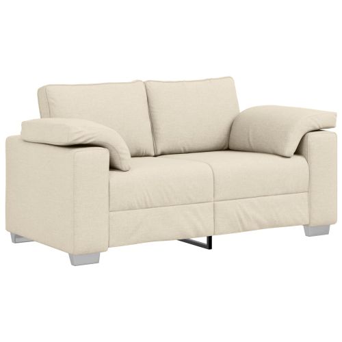 Диван 2 pcs Бежово 219 x 80 x 82 см Ленена смесена тъкан