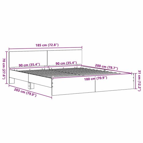 Рамка за легло Черния дъб 203 x 185 x 70 см Инженерно дърво
