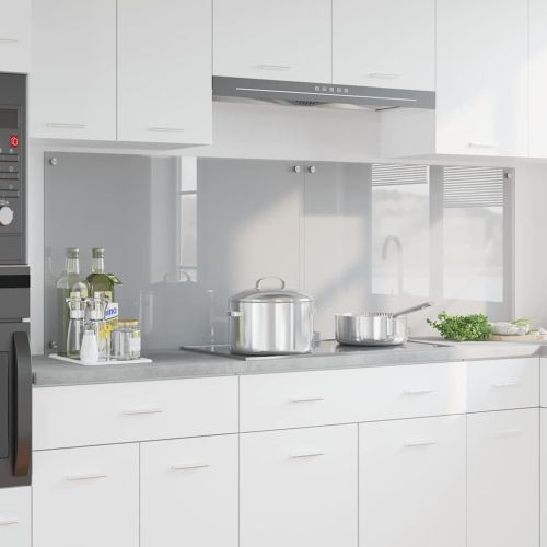 Кухненски гръб 2 pcs Светлосиво 90 x 60 cm закалено стъкло