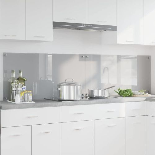 Кухненски гръб 2 pcs Светлосиво 100 x 50 cm закалено стъкло