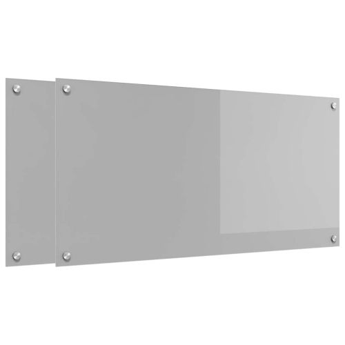 Кухненски гръб 2 pcs Светлосиво 100 x 50 cm закалено стъкло
