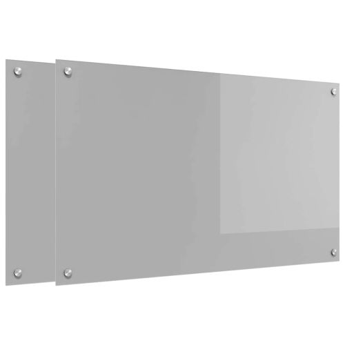 Кухненски гръб 2 pcs Светлосиво 100 x 60 cm закалено стъкло