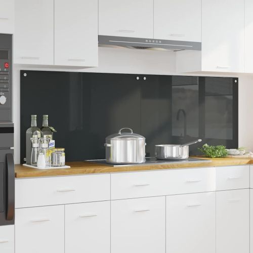 Кухненски гръб 2 pcs Тъмен сив 90 x 60 cm закалено стъкло
