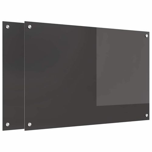 Кухненски гръб 2 pcs Тъмен сив 90 x 60 cm закалено стъкло