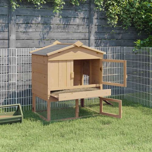 Кокошарник Кафяво 75 x 60 x 89 см Масивна борова дървесина