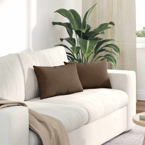 Диван възглавници 2 pcs Кафяво 50 x 30 cm текстил