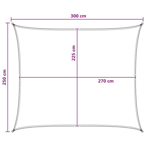 Слънцезащитен плат 2,5 x 3 m HDPE Правоъгълна Светлосив и бял