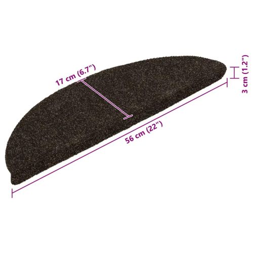 Самозалепващи се постелки за стълби, 10 бр., 56x17x3 см, тъмнокафяви, полукръгли