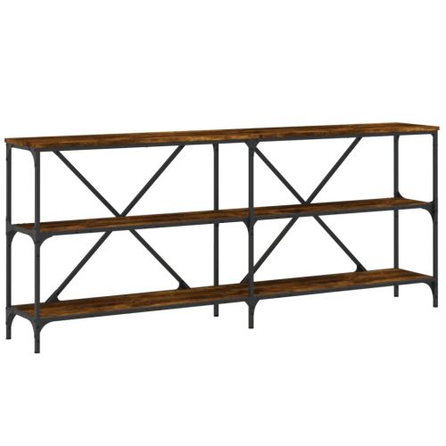 Конзолна маса опушен дъб 180x30x75 см инженерно дърво и желязо
