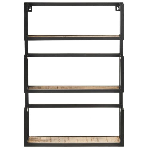 Рафт за стена, 60x20x85 см, грубо мангово дърво