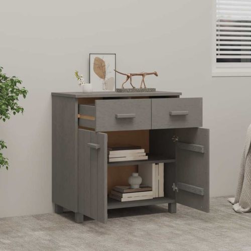 Сайдборд HAMAR светлосив 79x40x80 см борово дърво масив