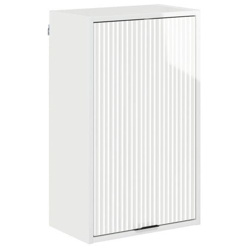 Шкаф за баня Монтиране на стена Лъскаво бяло 39 x 23,5 x 65 см