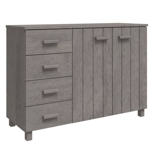 Сайдборд HAMAR, светлосив, 113x40x80 см, борово дърво масив