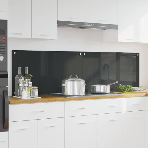 Кухненски гръб 2 pcs Тъмен сив 90 x 50 cm закалено стъкло