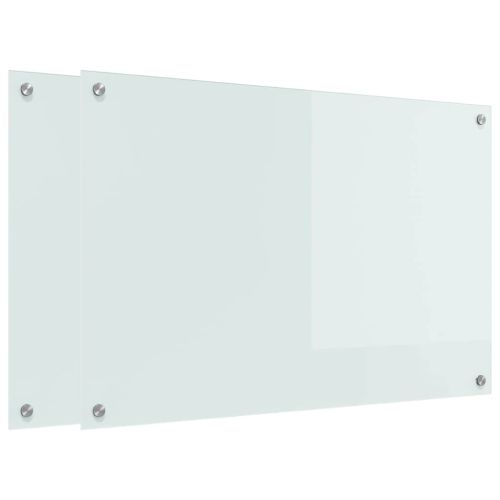 Кухненски гръб 2 pcs Бяло 90 x 60 cm закалено стъкло