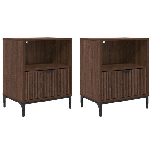 Нощен шкаф 2 pcs Кафяв дъб 49 x 36 x 61 см Инженерно дърво
