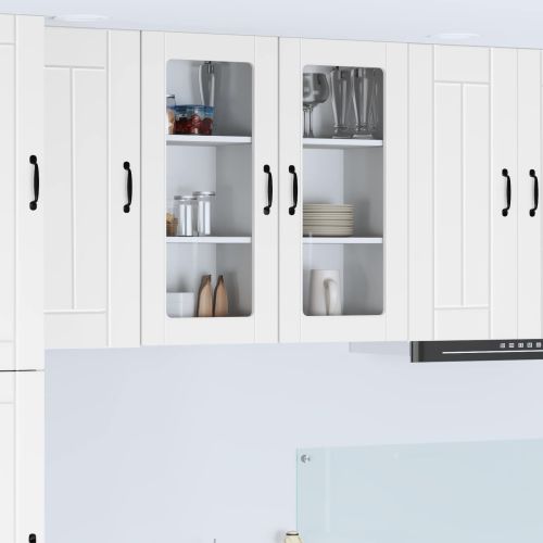 Стенен стъклен шкаф LUCCA 2 pcs Бяло 40 x 31 x 80 см