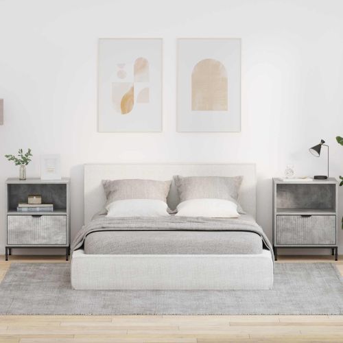 Нощен шкаф 2 pcs Бетонно сиво 49 x 36 x 61 см Инженерно дърво