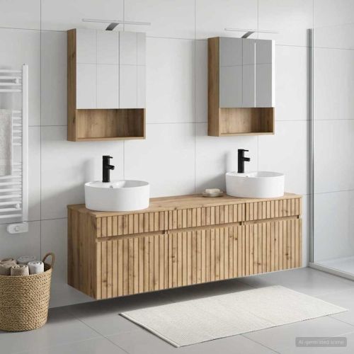 Комплект шкафове за баня 5 pcs Дъб артизан 50 x 14,5 x 70 см