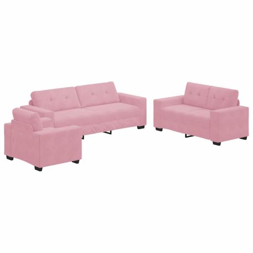 Комплект дивани 3 pcs Розово 221 x 80 x 80 см Кадифе