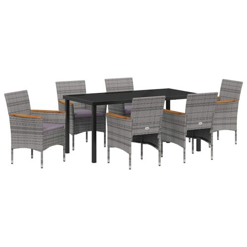 Комплект за хранене в градината 7 pcs Сив полиратан