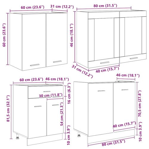 Кухненски единица Lyon 4 pcs Опушен дъб Инженерна дървесина