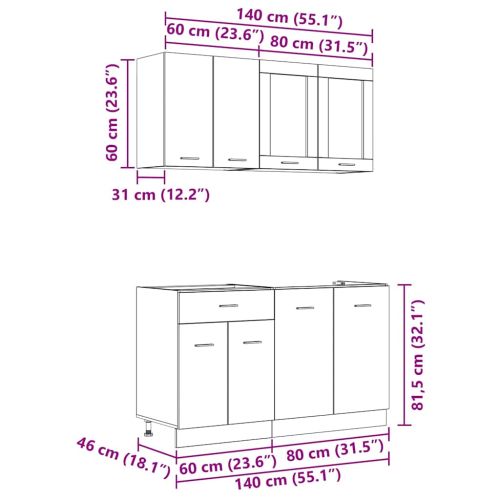 Кухненски единица Lyon 4 pcs Опушен дъб Инженерна дървесина
