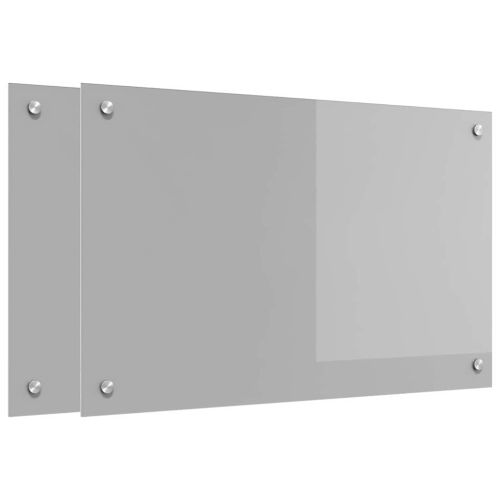 Кухненски гръб 2 pcs Светлосиво 80 x 50 cm закалено стъкло