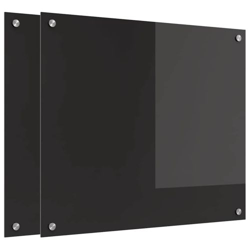 Кухненски гръб 2 pcs Черно 70 x 60 cm закалено стъкло