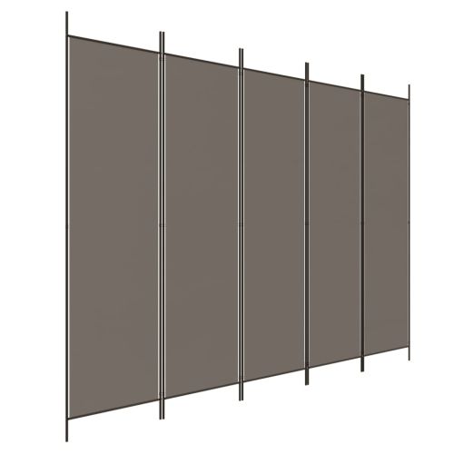 Параван за стая, 5 панела, антрацит, 250x220 cм, текстил