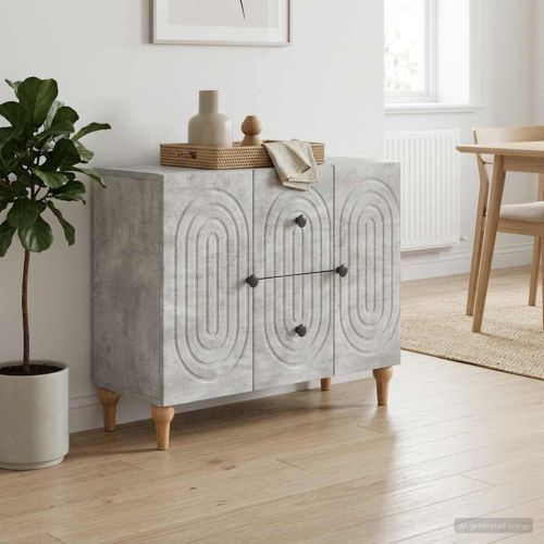 ТВ шкаф Бетонно сиво 89 x 34,5 x 60 см Инженерна дървесина