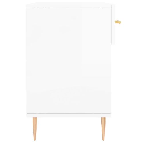 Пейка за обувки, бял гланц, 102x35x55 см, инженерно дърво