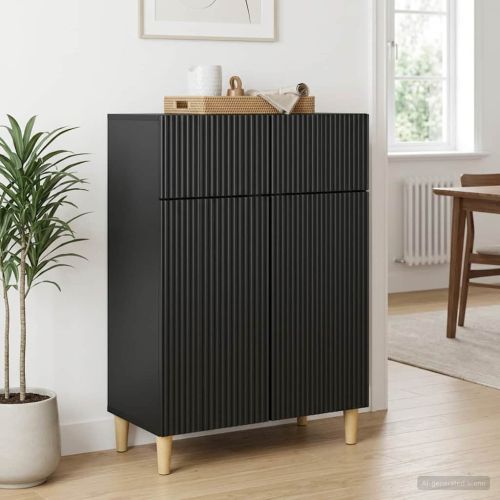 Служебен шкаф Черно 66 x 34,5 x 90 см Инженерна дървесина