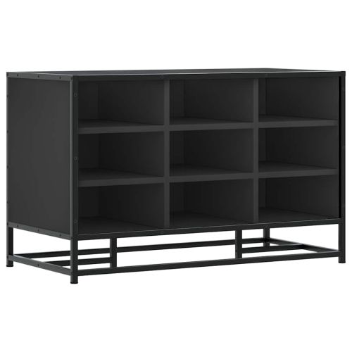 Лавица за обувки черна 84x40x53,5cm Изработена от дърво и метал