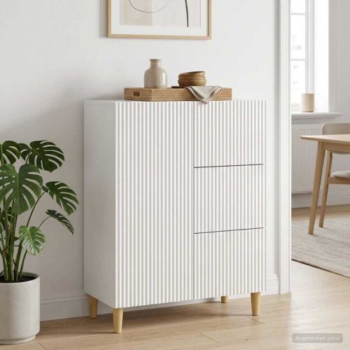 Служебен шкаф Бял гланц 66 x 34,5 x 90 см Инженерна дървесина
