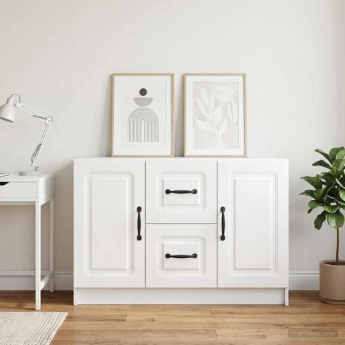 Служебен шкаф Бял гланц 89 x 34,5 x 57 см Инженерна дървесина