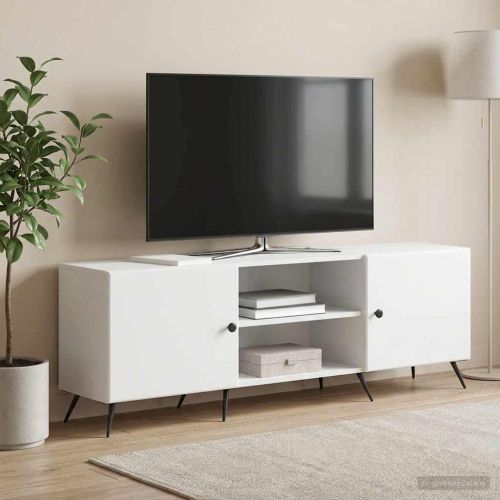 ТВ шкаф Бяло 150 x 31 x 50 см Инженерна дървесина